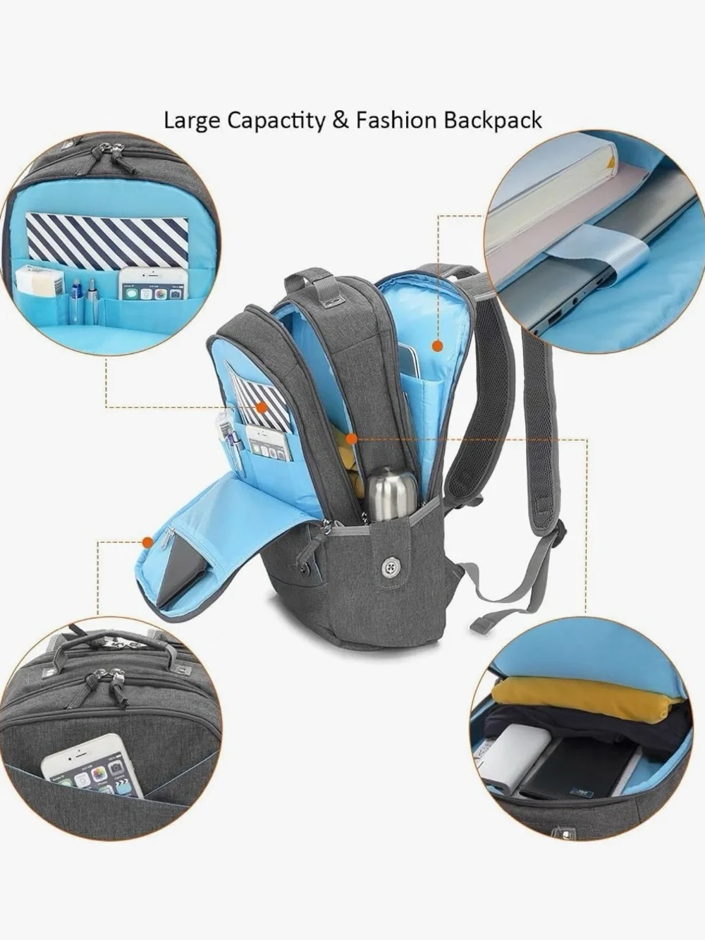 Backpack - Laptop and Two large pocket storage - Stylish Everyday Travel Bag